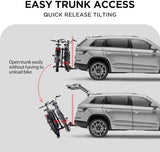 E-Bike Rack with Ramp, Hitch 2 Bike Rack, 200 lbs Capacity Electric Bike Carrier, Foldable Platform Mount for Cars, Trucks, SUVs, Minivans, Up to 5-Inch Fat Tire for 2'' Receiver