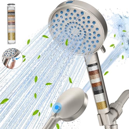 Cobbe Filtered Shower Head with Handheld, High Pressure 7-mode Showerhead with Filters for Hard Water - Remove Chlorine - Reduces Dry Itchy Skin, Patented Paddle Shift Design, Brushed Nickel