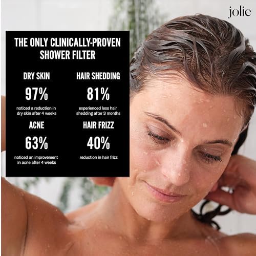 THE JOLIE FILTERED SHOWERHEAD | Clinically Tested, High Pressure Shower Filter For Healthier Hair & Skin | Reduce Hair Shedding, Protect Colored Hair, Soothe Dry Skin, Reduce Dandruff (New Jet Black)