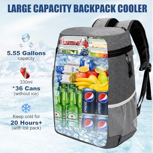 Backpack Cooler Insulated Leak Proof for Men Wowen 36 Cans Soft Cooler Backpack Insulated Waterproof Large Capacity Coolers Bag Portable for Lunch Camping Travel Picnic Hiking