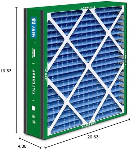 Filterbuy 20x20x5 Air Filter MERV 13 Optimal Defense (2-Pack), Pleated HVAC AC Furnace Air Filters Replacement for Trion Air Bear 255649-103 & More (Actual Size: 19.63 x 20.63 x 4.88 Inches)