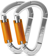 FVW Auto Locking Rock Climbing Carabiner Clips,Professional 25KN (5620 lbs) Heavy Duty Caribeaners for Rappelling Swing Rescue & Gym etc, Large D-Shaped Carabiners