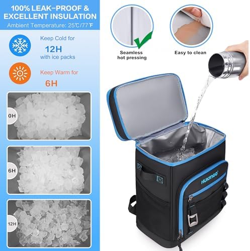 Large Waterproof Insulated Cooler Backpack for Men & Women, Leak Proof Cooler Backpack for Camping, Beach, Fishing, Picnic, Travel, Outdoor, 30L, 48Cans