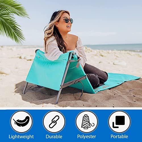 Portable Beach Mat Lounge Chair and Tote (Plain Blue)