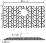 GUUKIN Sink Protectors for Kitchen Sink, 26''x 14'' Silicone Kitchen Sink Mat Grid for Bottom of Farmhouse Stainless Steel Porcelain Sink with Rear Drain (Grey)