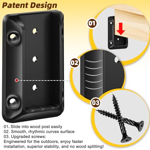 30 Pcs Deck Railing Bracket Connectors for 2"×4“ (Actually 1.5”x3.5“) Wood Post to Handrail Connection, Railing Connectors with 210 Pcs Galvanized Black Screws for Wooden Stair Fence Railings