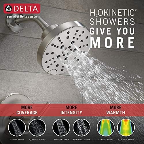 Delta Faucet Nicoli 14 Series Single-Handle Tub and Shower Trim Kit, Shower Faucet with 5-Spray H2Okinetic Shower Head, Chrome 144749 (Shower Valve Included)