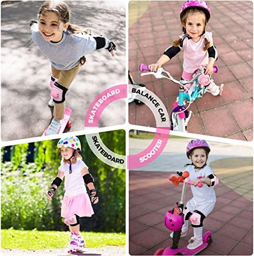 BOSONER Kids/Youth Knee Pads Elbow Pads Wrist Guards Set for 3-15 Years, Child Protective Gear Set for Roller Skates, Cycling, BMX Bike, Skateboard, Inline Skating, Scooter Riding Sports…