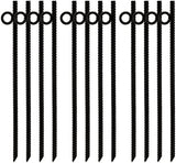 ZOOFOX 12 Pack 17 Inch Black Ground Anchor, Heavy Duty Steel Rebar Stakes with Loop, Reusable Tent Stakes for Outdoor Camping