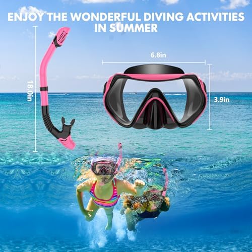 Snorkeling Gear for Adults, Dry-Top Snorkel Set Scuba Diving mask, 180°Panoramic Wide View Professional Snorkeling Gear Breathing Freely Snorkel Mask