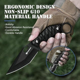 Survival Knife SEAL-FULL BLACK 9" EDC Fixed Blade Tactical Horizontal Carry Knife for Men with Kydex Sheath, 5mm Thick Stainless Steel, G10 Anti-Slip Handle, Ideal for Gifting, Full Black