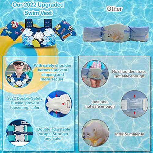 Chriffer Kids Swim Vest Life Jacket for 22-66 Pounds Boys and Girls, Toddler Floaties with Shoulder Harness Arm Wings for 2,3,4,5,6,7 Years Old Baby