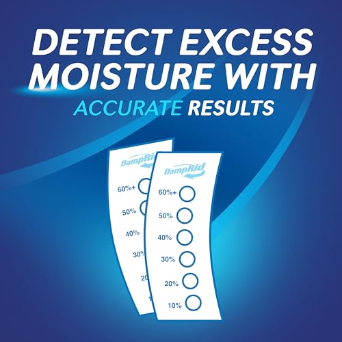 DampRid Hi-Capacity Moisture Absorber Bucket, Fragrance Free, 2 lb. 15.5 oz. & Moisture Detection Strip (2 Pack), Attracts & Traps Excess Moisture