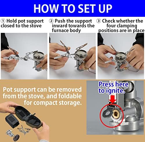 CAMPINGMOON Canister Top Stove Portable Compact Foldable w/Micro Regulator w/4Flex w/igniter XD-2F