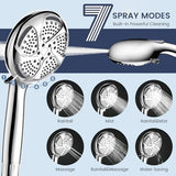 FEELSO Filtered Shower Head with Handheld, High Pressure 7 Spray Showerhead with Filters for Hard Water - Remove Chlorine, Reduce Dry Itchy Skin, Anti-clog Nozzles, Power Wash to Clean Tub, Tile & Pet
