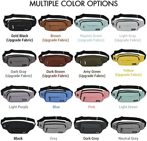 SINNO Large Crossbody Fanny Pack for Women Men Belt Bag With 4-Zipper Pockets for Travel Running Hiking Workout Dog Walking Outdoors Sport Fishing Waist Pack Bag Carrying All Phones