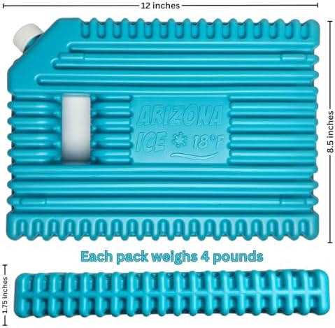 Arizona Ice Industrial Ice Packs | Replaces 10lbs of Ice |18°F (-8°C) | Deepest Grooves | May Freeze Drinks | USA Company | 12" x 8.5" | Two Pack