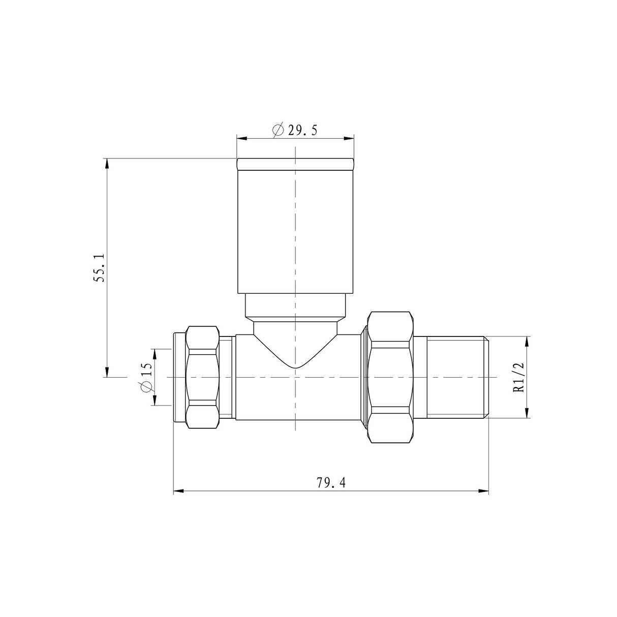 VANCOCO 2Pcs 1/2"×15mm Chrome Straight Radiator Valves Round, Manual Radiator Valves Pair Standard Connection for Heated Towel Rail and Central Heating Modern Bathroom