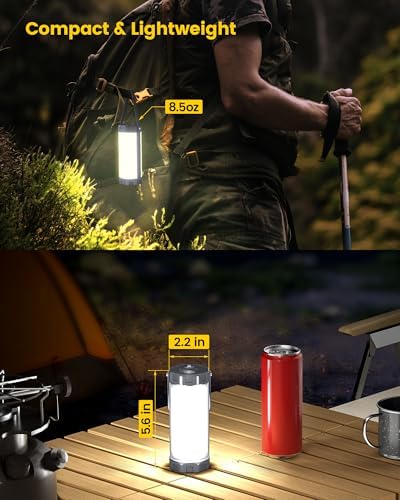 Glocusent Camping Lantern Rechargeable, Up to 80Hrs, 5000mAh 106 LED Lantern with 5 Brightness 3 Modes & SOS, IP68 Waterproof, Max 1200LM, Camping Light for Power Outages Hiking Emergency Hurricane