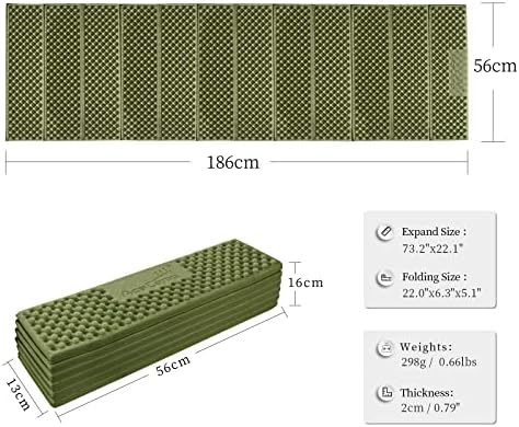AceCamp Portable Foam Sleeping Pad, Full Length Accordion Sleeping Mat for Camping & Hiking, Lightweight, Soft & Compact Cushion for Sleeping Bag, Comfort, Tent, Rocky Terrain