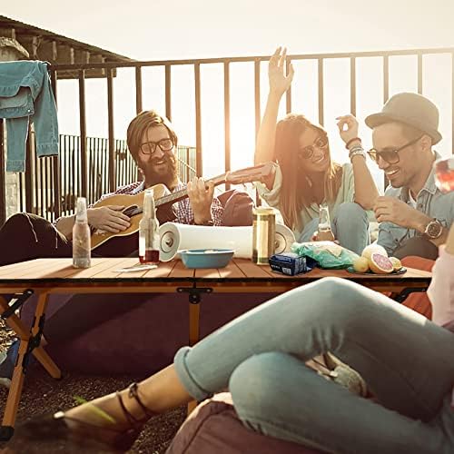 Folding Camping Table, Lightweight Roll-Up Table Aluminum Low Portable Picnic Table with Carrying Bag for Outdoor, Beach, Picnic, Backyards, BBQ and Party, 45.2''L x 23.6''W x 17.3''H