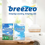Breezeo Laundry Detergent Strips (48 strips) - Fresh Linen Scent - More Convenient than Pods, Pacs, Liquids or Powders – Great for Home, Dorm, Travel, Camping & Hand-Washing