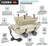CUDDY Crawler Cooler with Wheels – 40 QT Amphibious Floating Cooler and Dry Storage Vessel - Orange, Navy, Tan, or White