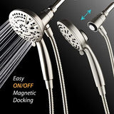 AquaDance New Magnetic Guidance Docking System - High-Pressure 8-setting Handheld Shower Head with Giant 5 inch Face, Magnetic Bracket, Extra-long 72 inch Stainless Steel Hose/All Nickel Finish