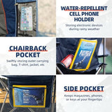 Oversized Camping Chair Heavy Duty 500LBS - Folding Outdoor Chair with Cooler Bag, Storage Pockets, Portable Collapsible Lawn Chairs for Adults (Blue & Gray)