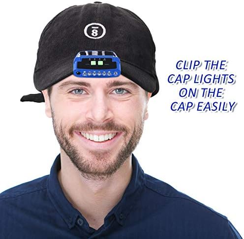 Mudder LED Clip on Cap Lights USB Rechargeable Cap Flashlight Clip Waterproof Ultra Bright Hat Flashlight Headlamp for Fishing Camping Hand Work