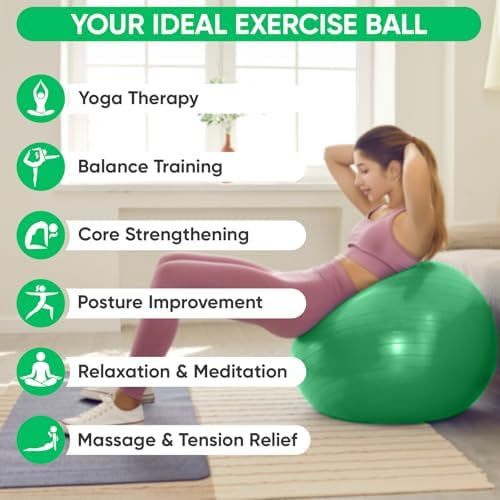 APEXUP Yoga & Pilates Ball - Anti Slip Heavy Duty Gym Ball for Fitness, Balance & Core Workout