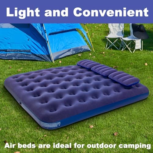 DIMAR GARDEN King Size Camping Air Mattress Inflatable Bed with Pillow,Include Hand Pump