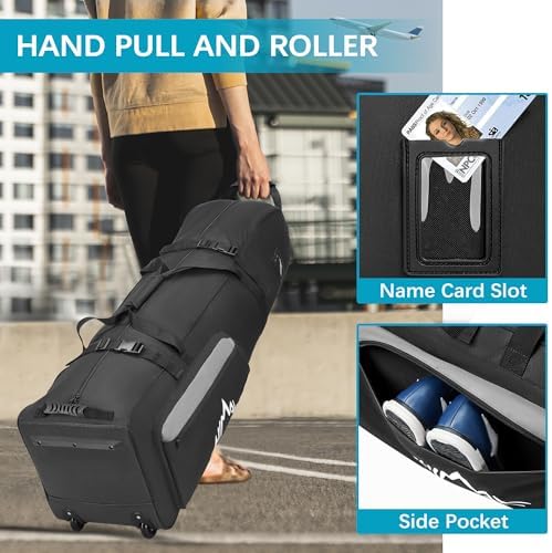 Himal Outdoors Soft-Sided Golf Travel Bag with Wheels - Heavy Duty 600D Polyester Oxford Wear-Resistant, Excellent Zipper Universal Size