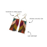 INK+ALLOY Beaded Boho Earrings for Women, Whitney Medium Fringe on Brass Hanger Dangle Statement Earrings, Handmade Jewelry for the Modern Bohemian, 3.25-Inch Length (Muted Chevron)