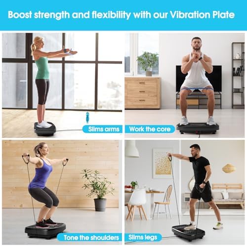 Vibration Plate Exercise Machine for Lymphatic Drainage Weight Loss,SoftGym Power Vibration Plate 300-400 Lbs Capacity Full Whole Body Workout Vibration Platform,Waver Vibration Plate for Home Fitness