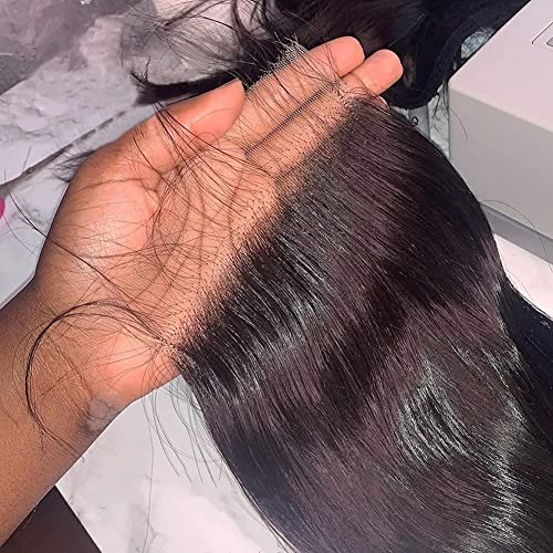 BEEOS SKINLIKE 5x5 Real HD Lace Closure Only, Body Wave Pre-Plucked Bleached Knots Invisible Film Lace Natural Black Unprocessed Human Hair Closure 14 Inch