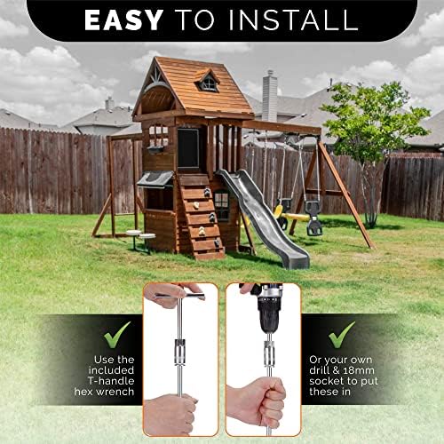 Earth Anchors - 12" Set of 8 Heavy Duty Ground Stakes - Screw in Anchors for Mobile Homes, Sheds, Swing Sets, Trees & Canopies - Includes Drill Bit