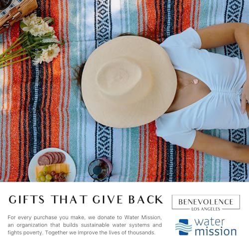 Benevolence LA Authentic Handwoven Mexican Blanket | Yoga Blankets, Outdoor, Picnic, Beach, Camping | Equestrian Saddle | Serape 50x70 inches - Mandarin, Pack of 1