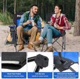 EMERIT 2 Pack Oversized Padded Camping Chair, 350LB Heavy Duty Quad Fold Chair with Arms, Collapsible Outdoor Chairs with Lumbar Back & Cup Holder