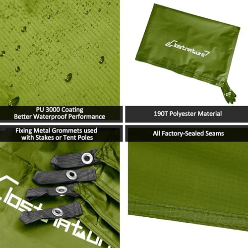 Clostnature Tent Footprint - Waterproof Camping Tarp, Heavy Duty Tent Floor Saver, Ultralight Ground Sheet Mat for Hiking, Backpacking, Hammock, Beach - Storage Bag Included