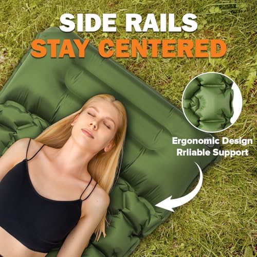 POWERLIX Camping Sleeping Pad with Built in Pillow, Ultralight Camping Mattress Airpad for Outdoor Backpacking Hiking Travelling, Compact Self Inflating Camping Mat, Foot Pump to Inflate