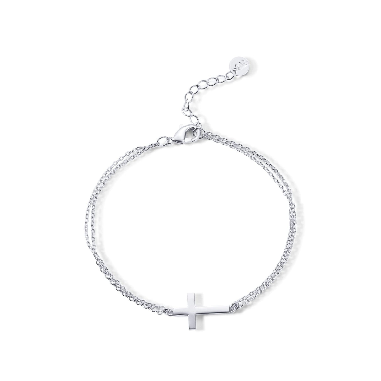 PAVOI Rhodium Plated Cross Bracelet for Women Jewerly - Simple Gold Bracelet for Women - Confirmation Gift