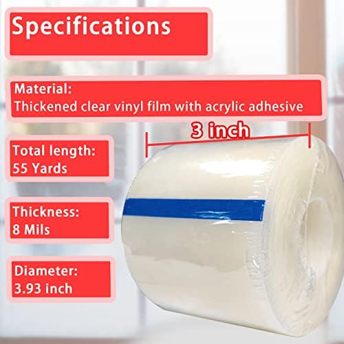 Birllaid Transparent Window Weather Sealing Tape, 3 Inch x 55 Yards, Window AC Insulation Air Conditioner Sealing Tape, No Residue, Clear