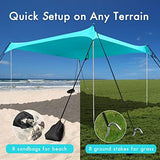 Beach Shade Windproof Design, Sun Shelter UPF50+ Portable Family Canopy Tent with 8 Sandbag Anchors 10x10 FT 4 Poles Pop Up Outdoor Shelter for Beach, Camping, Fishing, Backyard and Picnics