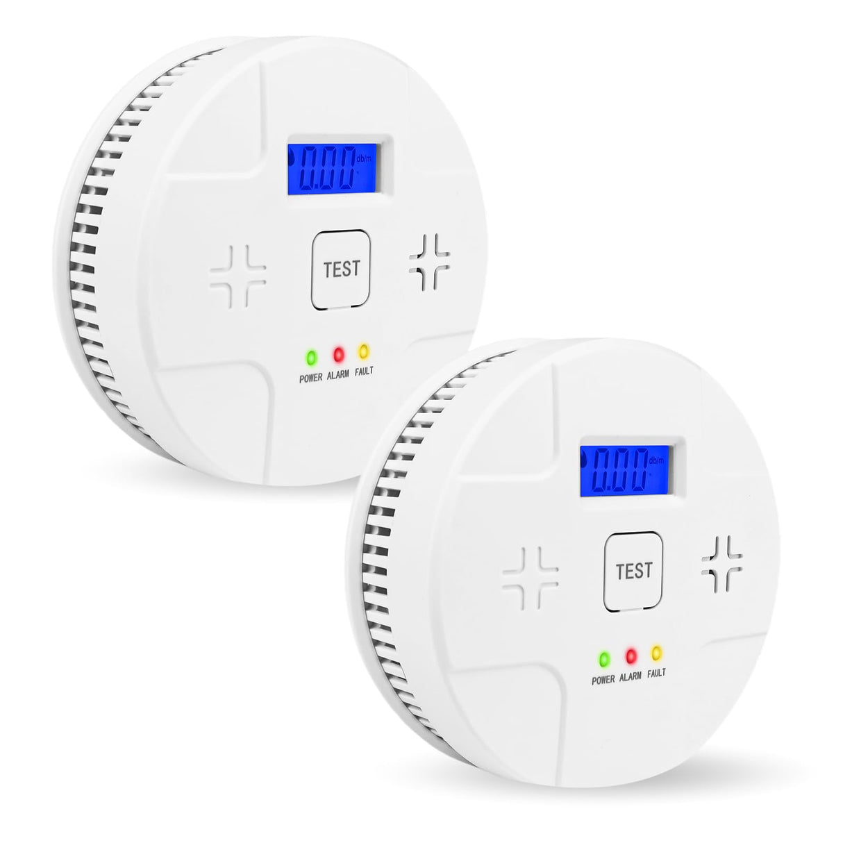 Smoke & Carbon Monoxide Alarms, Smoke Co Detector Combo with Led Digital Display, Sound Alarm, Battery Powered, 2 Packs