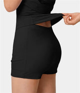 Arisefrom Dress, Stuffdatas Backless Dress, Sentdream, Plush Backless Active, with Shorts and Built in Bra (US, Alpha, Small, Regular, Regular, Black)