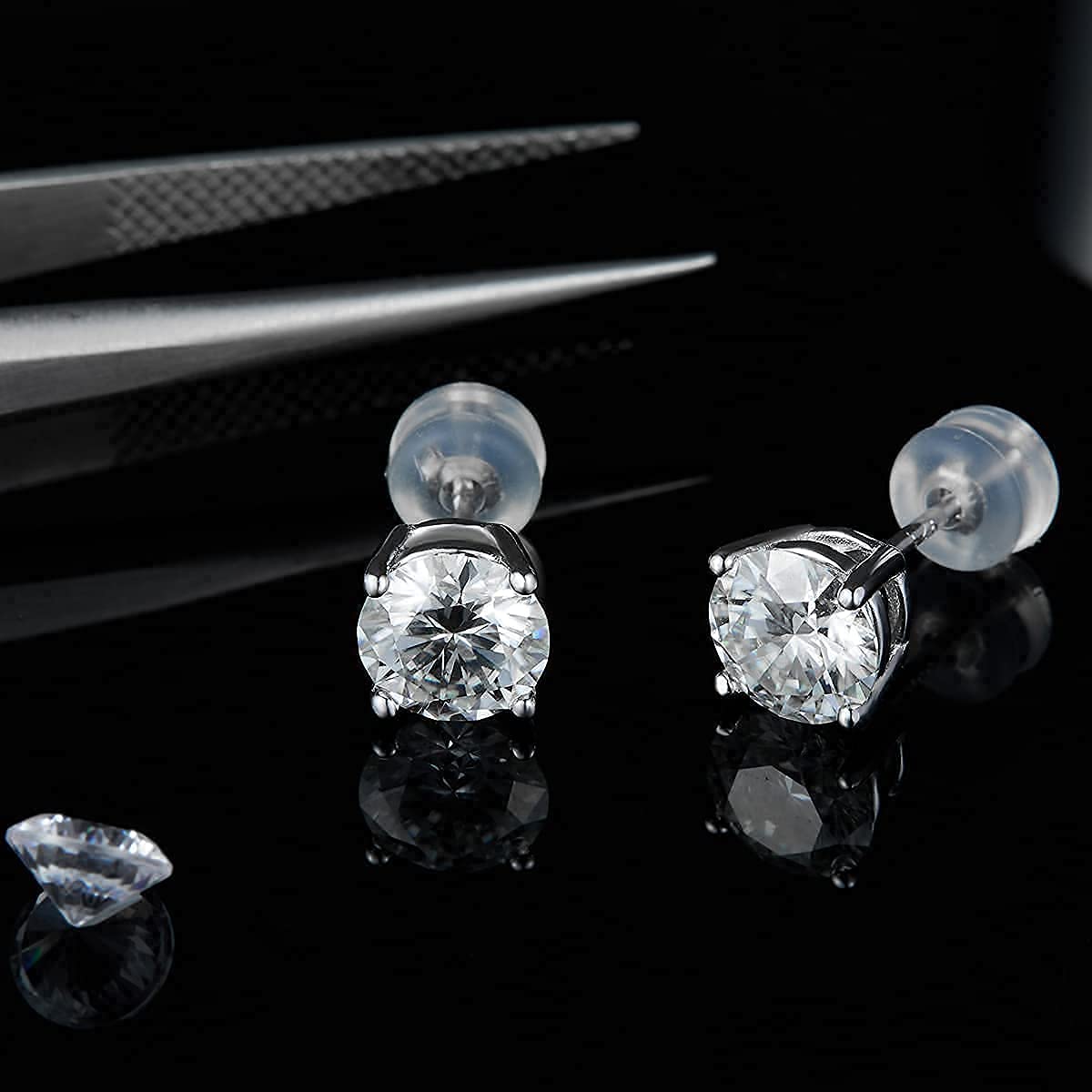 Moissanite Stud Earrings for Women,Sterling Silver 925 Earrings Jewelry Engagement Gifts for Women Men(6.5mm)