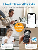 meross Smart Garage Door Opener Remote, Compatible with Apple HomeKit, Amazon Alexa, Google Assistant, SmartThings, Multiple Notification Modes, No Hub Needed