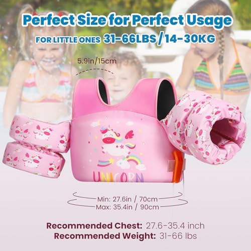 HeySplash Swim Vest for Kids, Toddler Pool Floaties Fit 20-50/70 Lbs, Children Swimming Vest with Adjustable Strap, Swim Jacket Water Wing Arm Float, Puddle Sea Beach Boat Jumper Boy Girl Baby