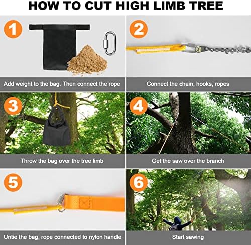 Premium 55 Inch High Limb Rope Saw with Two Ropes,70 Sharp Teeth Blades on Both Sides-Best Folding Pocket Chain Saw for Camping,Field Survival Gear,Hunting.